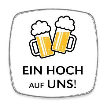 Ein Hoch Auf Uns! Bierkrüge Stoßen An (Bier / 2C) - Viereckiger Kühlschrankmagnet - Weiß - Vorne