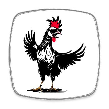 Funny Rooster with Sunglasses - Fun Design - Square fridge magnet - white - Front