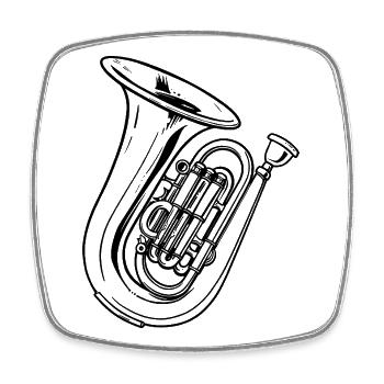 Tuba Sketch - Square fridge magnet - white - Front