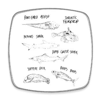 LUSTIGER FISCH - Viereckiger Kühlschrankmagnet - Weiß - Vorne