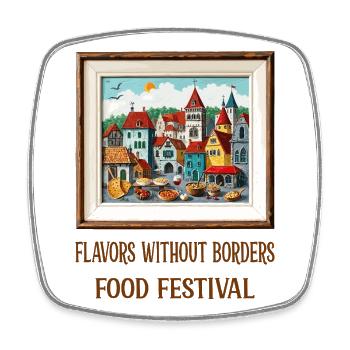 Street Food Festival - Square fridge magnet - white - Front
