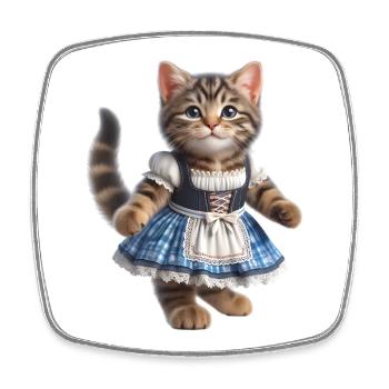 Süße kleine Katze im Dirndl - Viereckiger Kühlschrankmagnet - Weiß - Vorne
