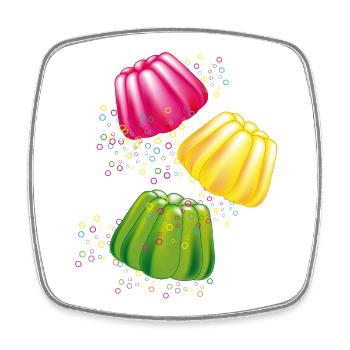 Bunte Götterspeisen–Dessert-Motiv mit Retro-Charme - Viereckiger Kühlschrankmagnet - Weiß - Vorne