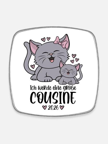 Große Cousine 2026 Kätzchen Katze Katzen Kinder - Viereckiger Kühlschrankmagnet - Weiß