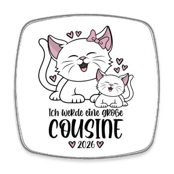 Große Cousine 2026 Kätzchen Katze Katzen Kinder - Viereckiger Kühlschrankmagnet - Weiß - Vorne