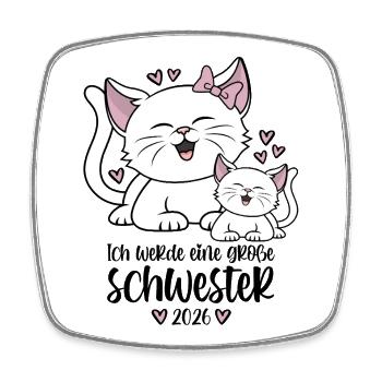 Große Schwester 2026 Kätzchen Katze Katzen Kinder - Viereckiger Kühlschrankmagnet - Weiß - Vorne