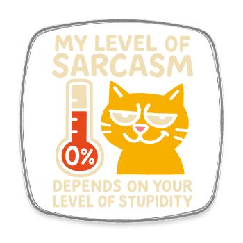 Sassy Cat Sarcasm Graphic Tee - Square fridge magnet - white - Front