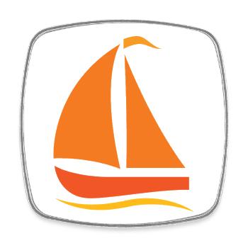 Minimalistische Segelboot Silhouette Nordsee - Viereckiger Kühlschrankmagnet - Weiß - Vorne
