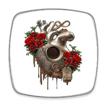 Steampunk Passion, the Mechanical Heart of Love. - Square fridge magnet - white - Front