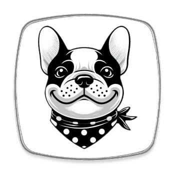Bouledogue français avec bandana - Magnet carré - blanc - Devant