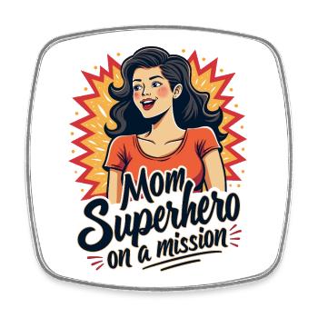 Mère, super-héroïne en mission ! - Magnet carré - blanc - Devant