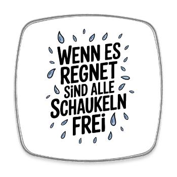 When it rains, all swings are free - Square fridge magnet - white - Front