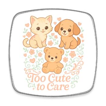 Too Cute to Care – Katze, Hund & Bär - Viereckiger Kühlschrankmagnet - Weiß - Vorne