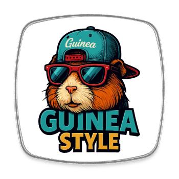 Guinea Style: Sonnenbrillen-Pig - Viereckiger Kühlschrankmagnet - Weiß - Vorne