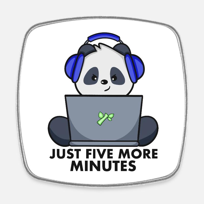 Gaming Panda - Square fridge magnet - white