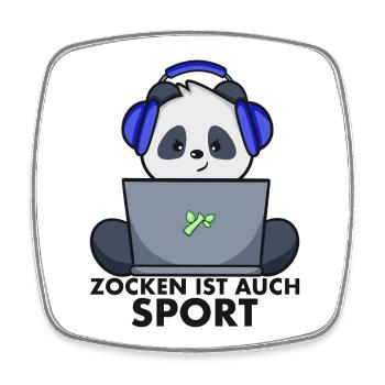 Nerd Shirt - Gamer Panda zocken ist auch Sport - Viereckiger Kühlschrankmagnet - Weiß - Vorne