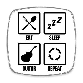 Routine du guitariste - Magnet carré - blanc - Devant