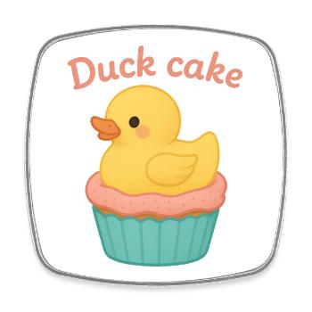 Duck Cake – Süses Entchen auf Cupcake Design mit H - Viereckiger Kühlschrankmagnet - Weiß - Vorne