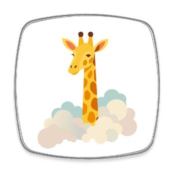 Gentle giraffe above the clouds – Dreamlike motif - Square fridge magnet - white - Front
