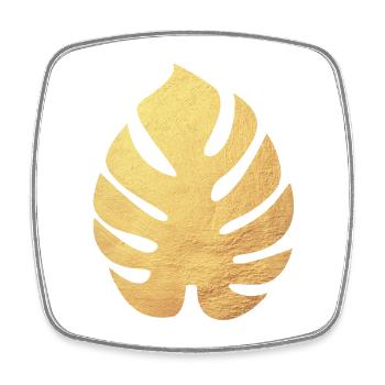 Philodendron Leaf Gold Botany Nature Flora Organic - Square fridge magnet - white - Front