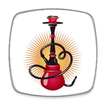 Stylised shisha in red – modern oriental design - Square fridge magnet - white - Front