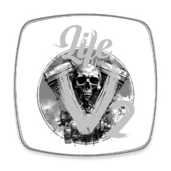 V-Twin Motorrad Skull Design - Viereckiger Kühlschrankmagnet - Weiß - Vorne