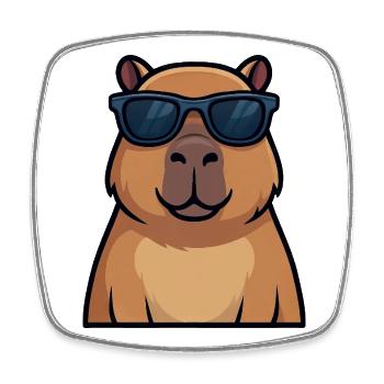 Cooler Hamster Capybara Sonnenbrille Sommer Vibes - Viereckiger Kühlschrankmagnet - Weiß - Vorne