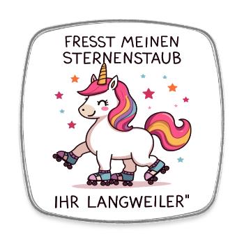 Rollschuh Einhorn - Viereckiger Kühlschrankmagnet - Weiß - Vorne