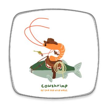 COWSHRIMP The Cowboy Shrimp - Square fridge magnet - white - Front