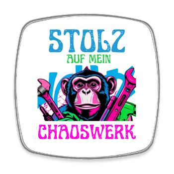 Proud of my chaos – DIY Monkey - Square fridge magnet - white - Front