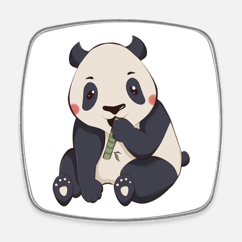 Panda - Magnet carré - blanc