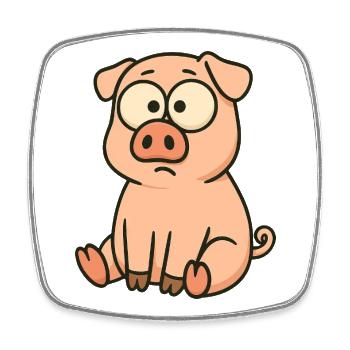 Süßes Cartoon Schwein lustig verwirrt Clumsy - Viereckiger Kühlschrankmagnet - Weiß - Vorne