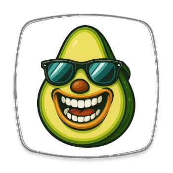 Cool avocado with sunglasses summer veggie fun - Square fridge magnet - white - Front
