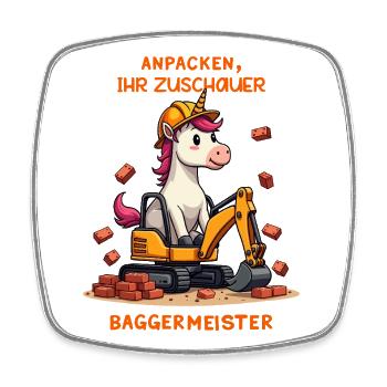 Einhorn Baggermeister - Viereckiger Kühlschrankmagnet - Weiß - Vorne
