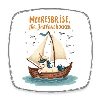 Sail unicorn ahoy ! - Square fridge magnet - white - Front