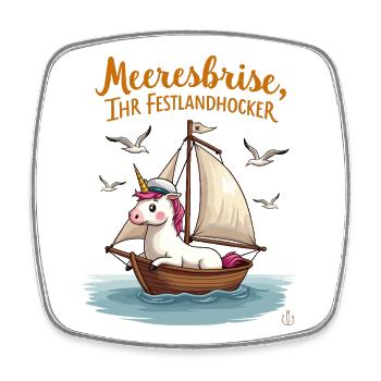 Sail unicorn ahoy ! - Square fridge magnet - white - Front
