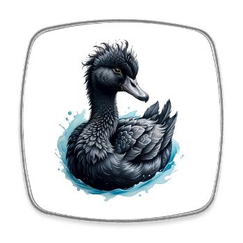 Der schwarze Schwan und die blaue Rose - Viereckiger Kühlschrankmagnet - Weiß - Vorne