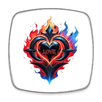Ein flammendes Herz, das Feuer der Liebe. - Viereckiger Kühlschrankmagnet - Weiß - Vorne