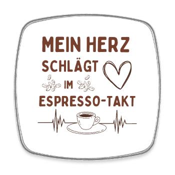 Rythme de l’espresso – battement du cœur avec battement de caféine - Magnet carré - blanc - Devant
