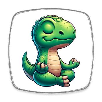 Dino T-Rex Dinosaure Yoga Méditation Relax - Magnet carré - blanc - Devant