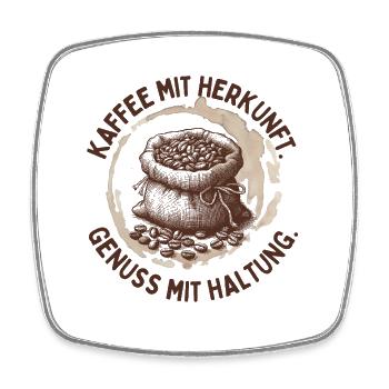 Coffee with origin – enjoyment with attitude - Square fridge magnet - white - Front