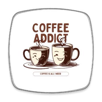 Coffee Addict – Kaffee Liebhaber Design - Viereckiger Kühlschrankmagnet - Weiß - Vorne