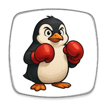 Cool pingouin boxer se bat dans la conception de dessin animé - Magnet carré - blanc - Devant