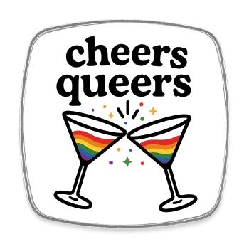Cheers Queers – Pride Cocktail Design - Viereckiger Kühlschrankmagnet - Weiß - Vorne