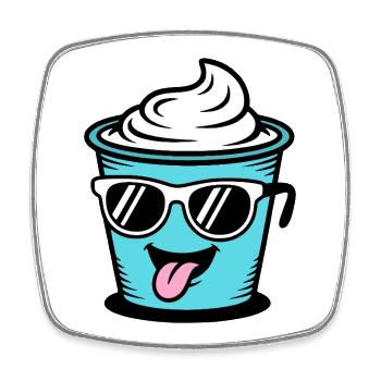 Becher Crème Frech Joghurt Rahm Sahne Eis Pudding - Viereckiger Kühlschrankmagnet - Weiß - Vorne