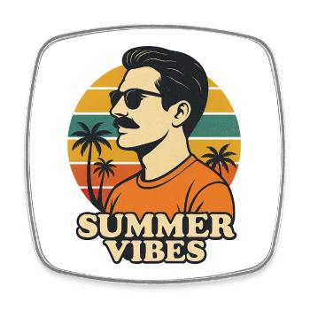 Sommer Vibes Retro Design - Viereckiger Kühlschrankmagnet - Weiß - Vorne