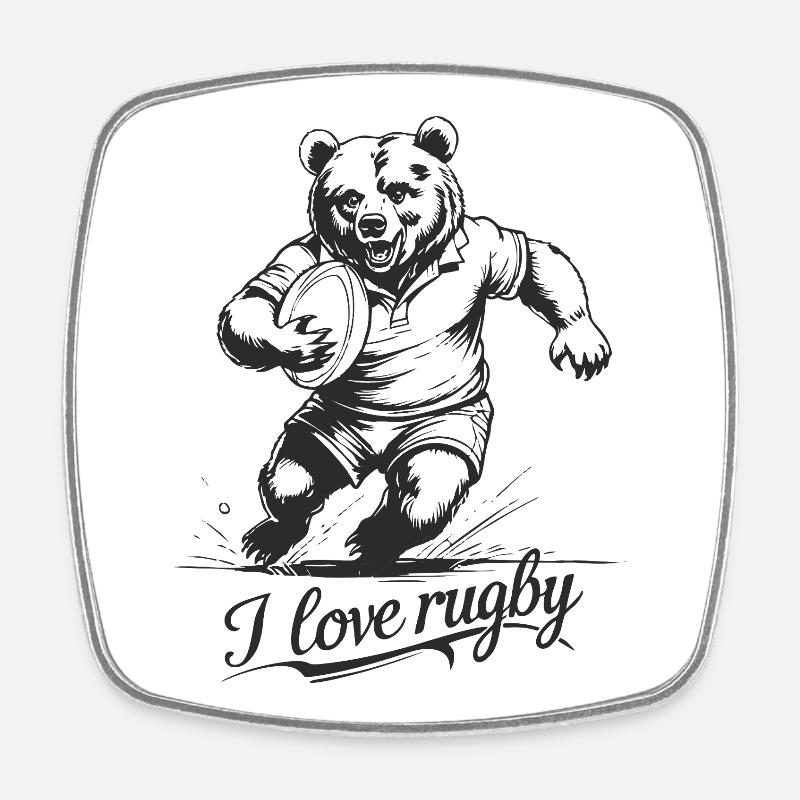 rugby - Square fridge magnet - white