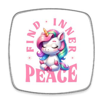 Finde Innere Ruhe Einhorn Yoga - Viereckiger Kühlschrankmagnet - Weiß - Vorne