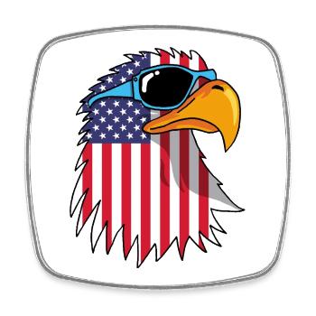 Eagle and American Flag - Square fridge magnet - white - Front
