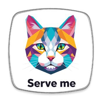 Colorful geometric cat illustration - Square fridge magnet - white - Front